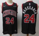 Nike Chicago Bulls #24 Lauri Markkanen stripe black nba basketball jersey-S8