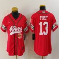 Women Nike San Francisco 49ers #13 Brock Purdy red baseball jerseys Joint name-BD 02