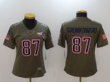 Women Nike New England Patriots #87 Rob Gronkowski green USA flag Color Rush Limited Jersey