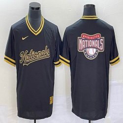 Nike Washington Nationals blank black majestic baseball jersey big logo-BD