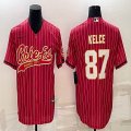 Nike Kansas City Chiefs #87 Travis Kelce red baseball jerseys Joint name-BD 01