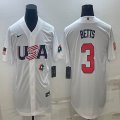 2023 World Cup #3 Mookie Betts white USA majestic baseball jerseys 11