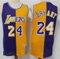 Los Angeles Lakers #24 Kobe Bryant throwback purple yellow split basketball jersey-S8