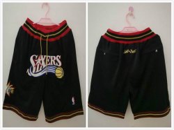 Philadelphia 76ers black nba shorts with pocket-HL