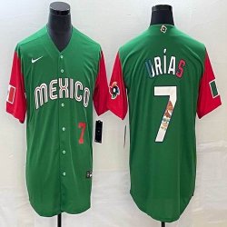 2023 World Cup Mexico #7 Julio Urias green red majestic baseball jerseys