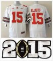 College National Championship Bowl Ohio State Buckeyes #15 Ezekiel Elliott White NCAA Jerseys 2015 patch