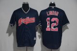 2017 Cleveland Indians #12 Francisco Lindor blue Majestic baseball jerseys