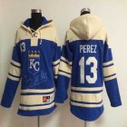 Kansas City Royals #13 Salvador Perez blue mlb baseball Hooded Sweatshirt