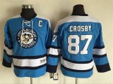 Pittaburgh Penguins 87 Crosby Blue youth hockey jersey C patch