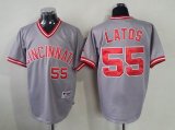 MLB Cincinnati Reds LATOS 55# grey throwback jerseys