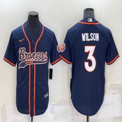 Nike Denver Broncos #3 Russell Wilson blue baseball jerseys Joint name-BD