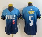 Women Nike Philadelphia Phillies #5 Bryson Stott skyblue majestic baseball jersey city version-BD 02