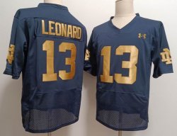 Notre Dame Fighting Irish #13 Riley Leonard dark blue college football jersey-XST