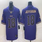 Custom Nike Dallas Vikings #18 Justin Jefferson purple gold Color Rush Limited Jersey-BD