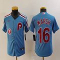 Youth Nike Philadelphia Phillies #16 Brandon Marsh skyblue throwback majestaic baseball jersey 02