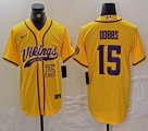 Nike Minnesota Vikings #15 Dallas Turner yellow baseball jersey Joint Name 04