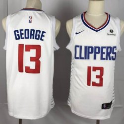 Los Angeles Clippers #13 Paul George white nike NBA jersey with Sponsor patch-YL