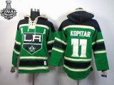 2014 stanley cup reebok Los Angeles Kings #11 Anze Kopitar Green NHL hooded sweatshirt