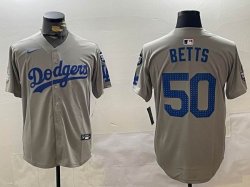 Los Angeles Dodgers #50 Mookie Betts Nike gray fashion majestic baseball Jersey -BD 01