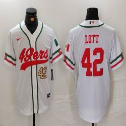 Nike San Francisco 49ers #42 Ronnie Lott white baseball jerseys Joint name-BD 01