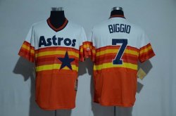 Houston Astros Authentic #7 Craig Biggio Orange white throwback baseball jersey