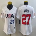 Women 2023 World Cup #27 Trout white USA majestic baseball jerseys 05