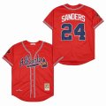 Atlanta Braves #24 Deion Sanders red throwback 1992 baseball Jerseys-SG