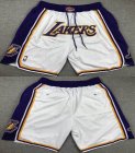 Los Angeles Lakers white purple nba shorts with pocket-XD