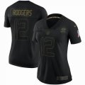 Women Nike Green Bay Packers #12 Aaron Rodgers black Color Rush Limited Jersey Commemorative Edition-BD