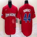 2023 World Cup Dominican Republic's #44 Alex Rodriguez red majestic baseball jerseys 02