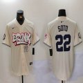 Nike New York Yankees #22 Juan Soto beige MLB baseball Jersey Joint Name 02