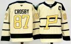 Pittsburgh Penguins #87 Sidney Crosby beige hockey jersey with C patch