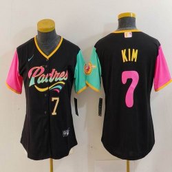 Women Nike San Diego Padres #7 Ha Seong Kim black green pink MLB Baseball jerseys -BD 02