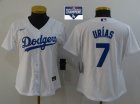 Los Angeles Dodgers #7 Julio Urias white women majestic baseball jerseys 2020 Majestic MLB World Series