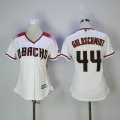 Women Arizona Diamondback #44 Paul Goldschmidt white majestic baseball jerseys