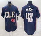 Nike Cleveland Indians #48 Emmanuel Clase blue majestic baseball jersey -BD 02