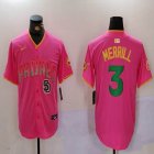 Nike San Diego Padres #3 Jackson Merrill pink MLB Baseball jerseys Joint Name 02