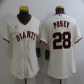 Women San Francisco Giants 28 Buster Posey beige majestic baseball Jersey-BD