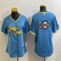 Women Nike Milwaukee Brewers blank skyblue majestic MLB Jerseys big logo-BD