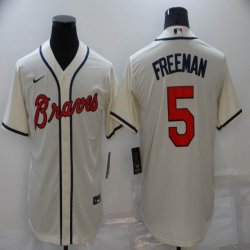 Nike Atlanta Braves #5 Freddie Freeman beige majestic baseball jersey