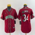 Women 2023 World Cup Mexico #34 Fernando Valenzuela red blank majestic baseball jerseys 12