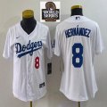 Youth Nike Los Angeles Dodgers #8 Enrique Hernandez white majestic baseball jerseys 01