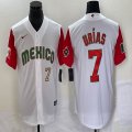 2023 World Cup Mexico #7 Julio Urias white red majestic baseball jerseys 36