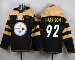 Custom Pittsburgh Steelers #92 Harrison black yellow nfl Hooded Sweatshirt