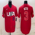 2023 World Cup #3 Mookie Betts red USA majestic baseball jerseys 01