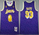 Los Angeles Lakers #93 Bape Purple throwback NBA Jersey-XD