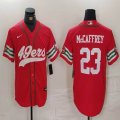 Nike San Francisco 49ers #23 Christian McCaffrey red baseball jersey Joint name-BD 01