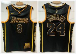 Nike Los Angeles Lakers #24 Kobe Bryant black fashion NBA basketball jerseys-XD