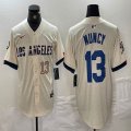 Nike Los Angeles Dodgers #13 Max Muncy beige fashion majestic baseball Jerseys-BD 01