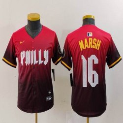 Youth Nike Philadelphia Phillies #16 Marsh red majestic baseball jersey city version